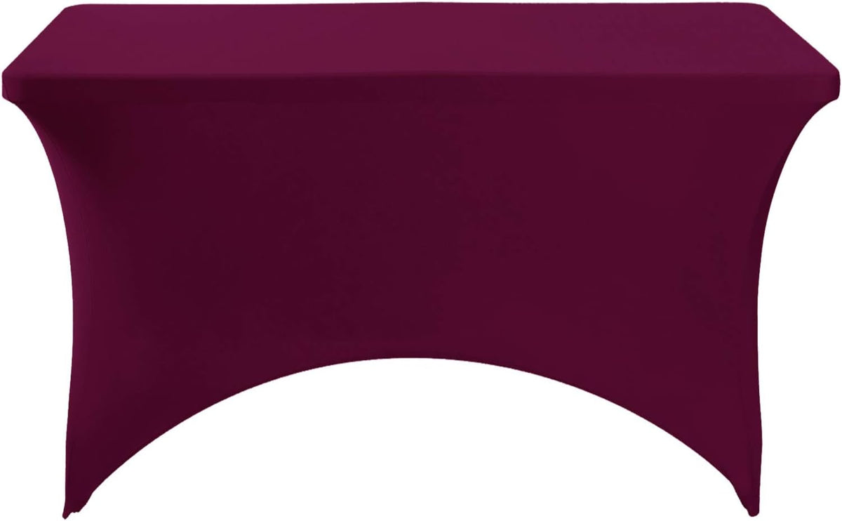 Spandex Table Cover for 4FT or 6ft or 8ft Table Universal Fitted Stretch Tablecloth for Party, Banquet, Wedding and Events-Burgundy