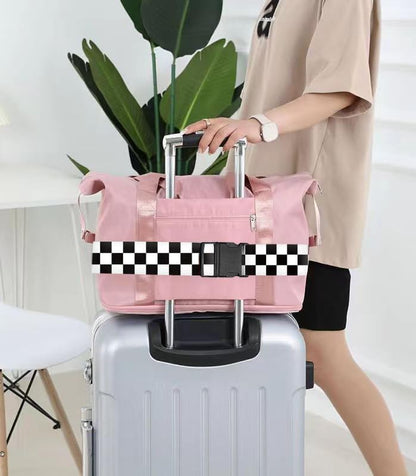 Luggage Straps for Suitcases Travel Belt Accessories, Cute Suitcase Strap, Adjustable Luggage Belt Strap, Heavy Duty with Quick-Release Buckle Luggage Strap Classic White Black Checkerboard