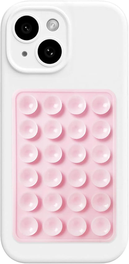AZXYI Silicone Suction Phone Case Mount, Silicon Adhesive Suction Cup Phone Mount, Non Slip Sticky Phone Grip for Cellphone, Strong Grip Holder for Selfies and Videos (Light Pink)