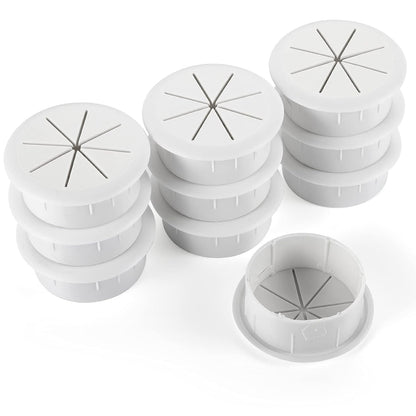 HYCC 10 Pack 2-3/8 Inch Flexible Desk Grommet,Organize Wires and Cables on Office Equipment, Computer Components, Entertainment Systems Effectively - Color: White