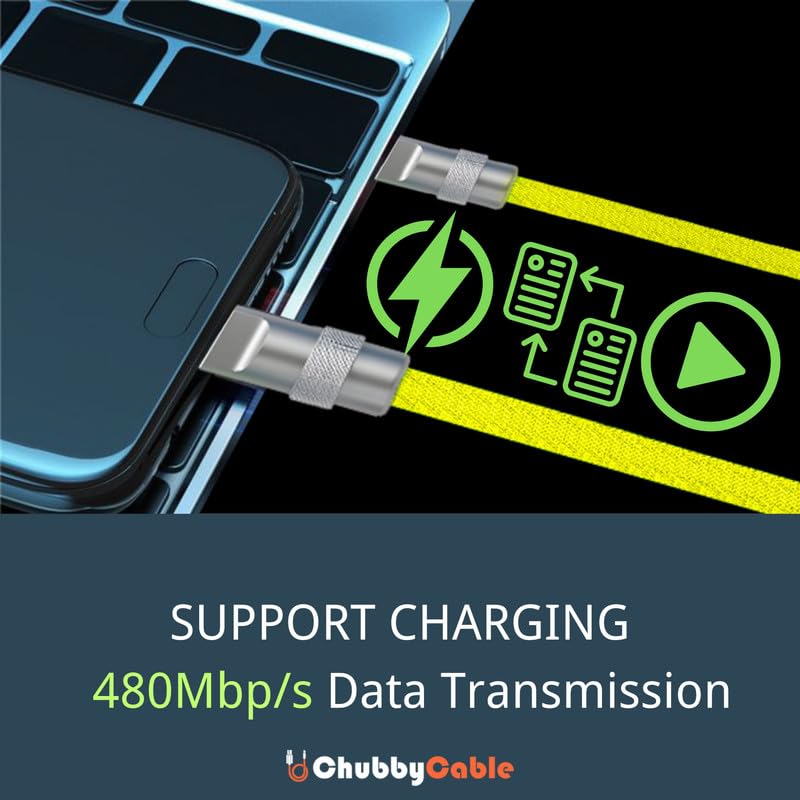 chubbycable Colorblock Chubby - Spring Braided Silicone Charge Cable Coiled USB C Cable Fast Charging Type C Charger Cord for Car, Blue+Green, USB-A to Type-C, 2.29FT-3.6FT