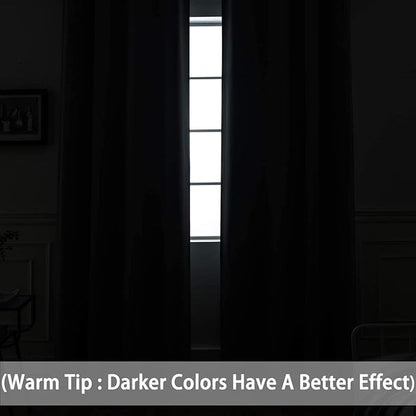 Yakamok Dark Green Blackout Curtains for Bedroom, Room Darkening Thermal Insulated Grommet Window Curtains, Light Blocking Blackout Drapes for Living Room, 38Wx54L inch,2 Panels