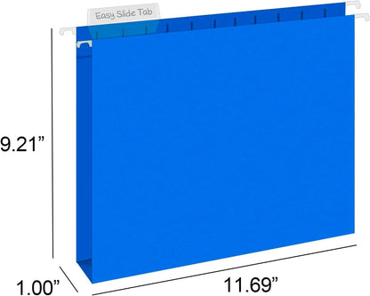 HERKKA Extra Capacity Hanging File Folders, 60 Pack Reinforced Letter Size Hanging Folders with Heavy Duty 1 Inch Expansion, Designed for Bulky Files, Medical Charts, Adjustable Tabs, Assorted Colors