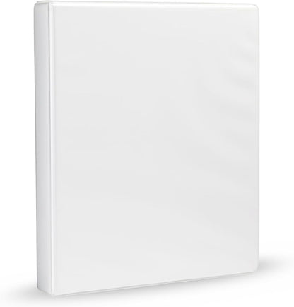 Amazon Basics 3-Ring Binder with Round Rings and Interior Pockets, 1-Inch, White, 4-Pack