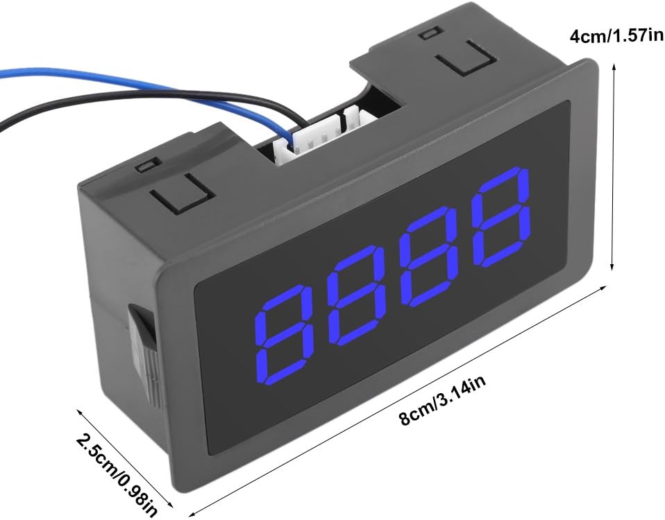 Digit Counter, DC 8-24V 4 Digit LED Digital Display 0-9999 Up/Down Plus/Minus Panel Counter Meter with Cable (Blue)