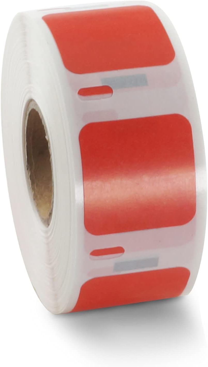 BETCKEY Colored Labels Compatible with Dymo 30332 (1" x 1") Square QR code's Multi-Purpose Labels, Compatible for Dymo LabelWriter Thermal 450, 4XL & Zebra Desktop Printers [2 Rolls, Red]