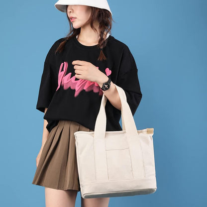 zhongningyifeng Canvas Women Tote Bag Casual Top Handle Satchel Large Capacity Handbags Shopping Bag for Work Travel