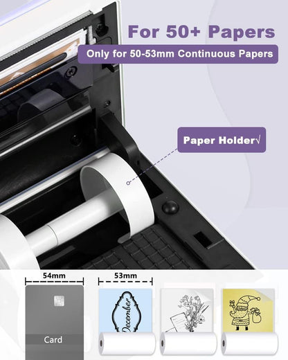 Phomemo Mini Sticker Printer- Mini Printer Sticker Maker Machine M02, Print Pods Suitable for Creative DIY, Diaries, Photos, Study Notes, Portable Thermal Inkless Label Maker for Home/Travel, Purple