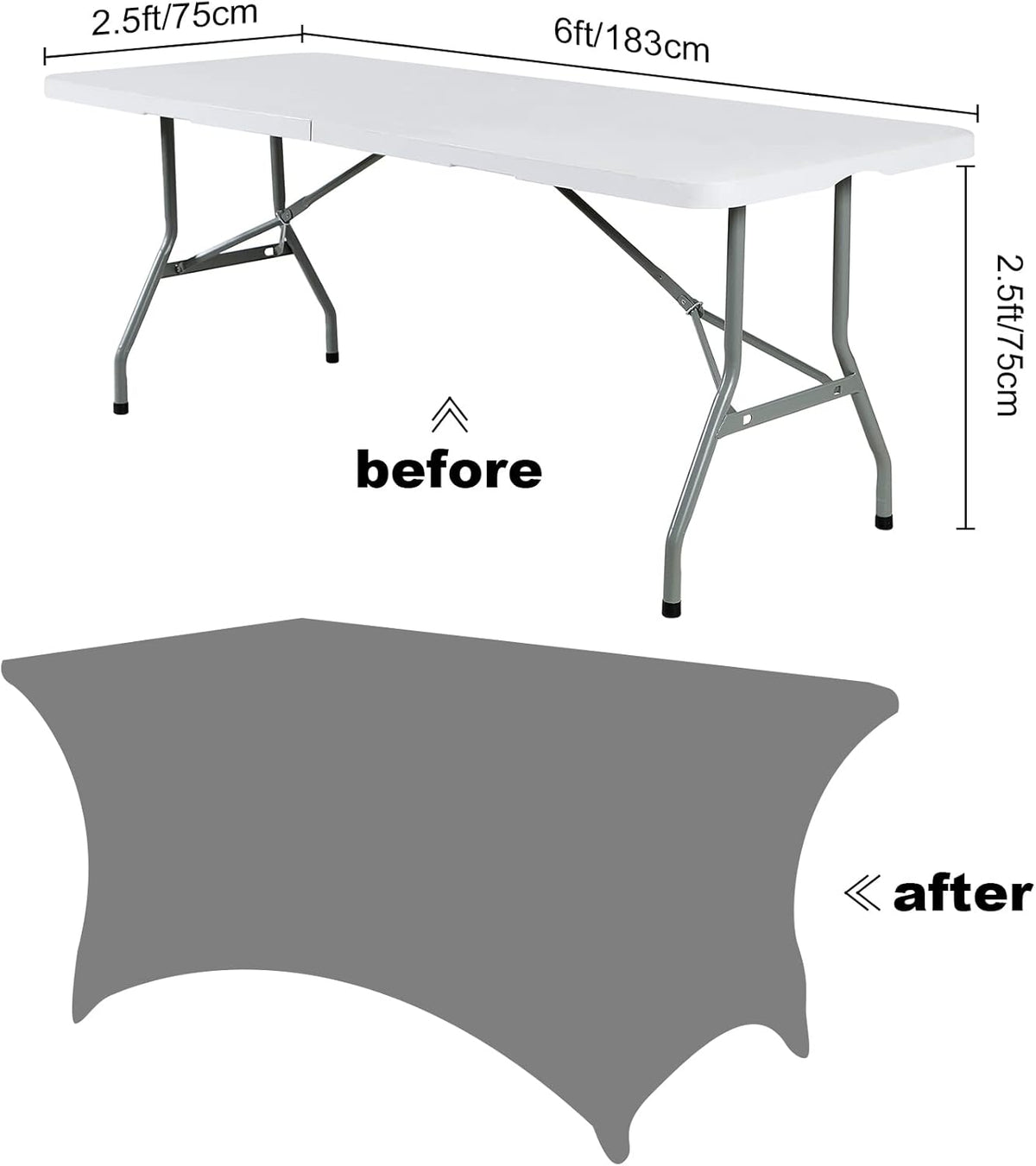 SuperO 2Pack Waterproof Spandex Table Cover for 6FT Table Universal Fitted Stretch Tablecloth for Party, Banquet, Wedding and Events-Purple