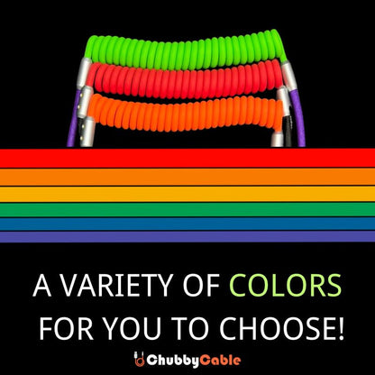 chubbycable Colorblock Chubby - Spring Braided Silicone Charge Cable Coiled USB C Cable Fast Charging Type C Charger Cord for Car, Blue+Green, USB-A to Type-C, 2.29FT-3.6FT