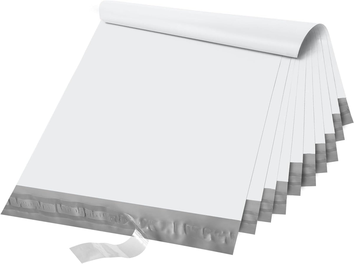 Fuxury Poly Mailers Large 19x24 Inch 100 Pack,Self Adhesive Shipping Bags for Clothing,Waterproof Shipping Envelopes Mailers Poly Package Bags for Small Business,Flexible Mailing Bags White