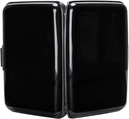 ELFISH Mini RFID Aluminum Wallet Credit Cards Holder Business Card Case Metal ID Case for Men Women (Black)