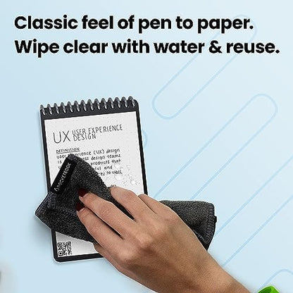 Rocketbook Smart Reusable Notebook, Mini Spiral Notebook, Midnight Blue, (3.5" x 5.5")