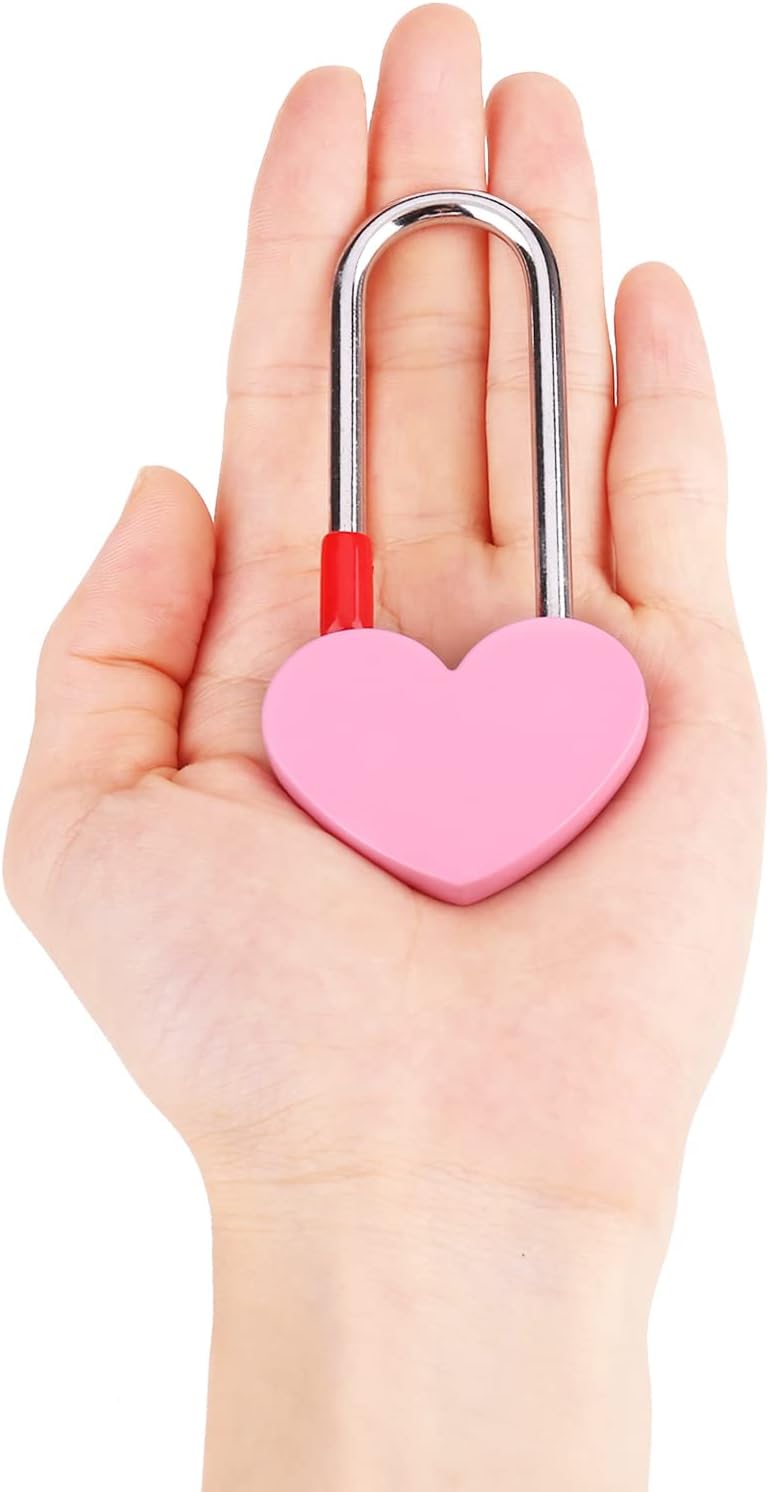 20PCS 3.5" Love Lock Heart Padlock,Pink Single Heart Wish Lock for Lovers Wedding, Valentines, Anniversary, Travel (NO Key)