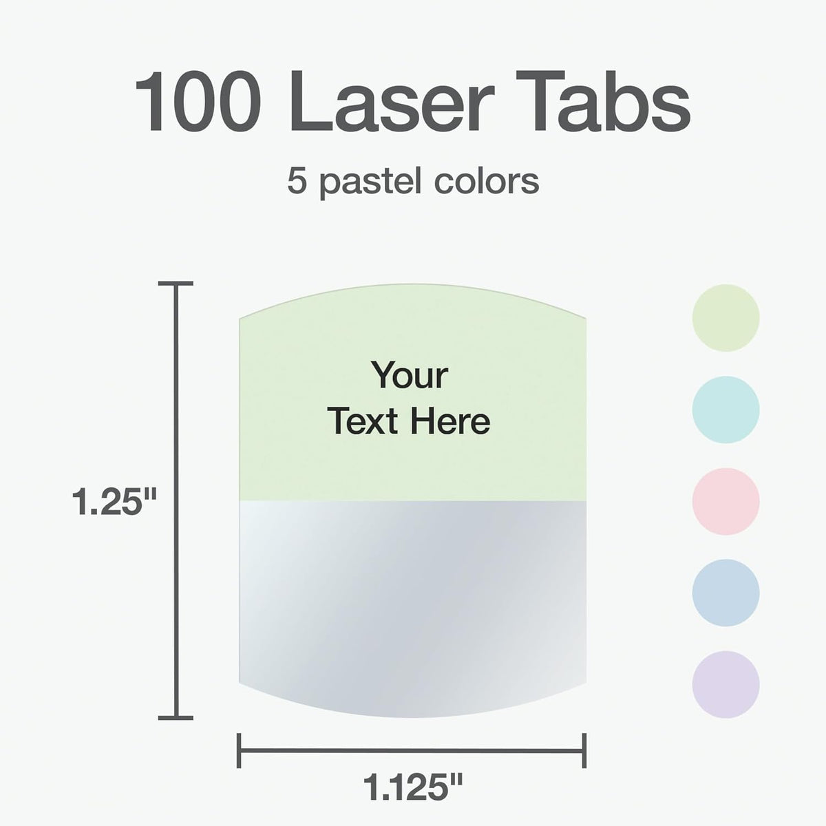 Redi-Tag Laser Printable Tabs, Permanent Index Tabs, Customizable Adhesive Labels, Assorted Pastel Colors, 1.125" x 1.25", 100 Per Pack (1006790)