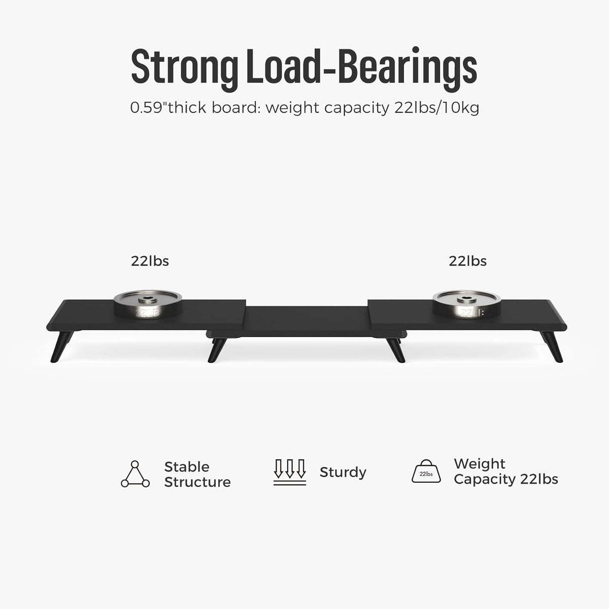 loukin Dual Monitor Stand Riser for Desk, 43.6"*8.2"*3.2" Large Computer Stand for 2 Monitors, Laptop, Printer, Length and Angle Adjustable Computer Shelf, Home Office,Max 43.6" Length(Black)