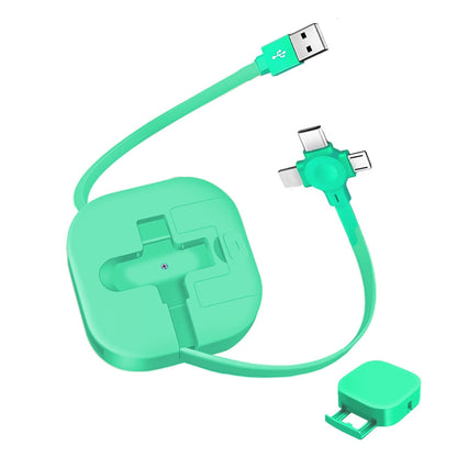 Three in One Charging Cable Cord. 3 in 1 Charging Cable Retractable. Compatible USB C(Type-C)/Micro USB/IP, Compatible with Phone, Android, Tablet (Green)