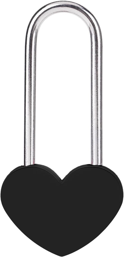 3.5" 50mm Love Lock Heart Padlock,Black Single Heart Wish Lock for Lovers Wedding,Valentines,Anniversary,Travel, Valentines Day, Bridge(NO Key)
