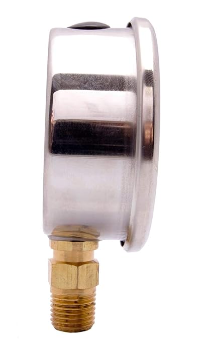 2-1/2" Oil Filled Pressure Gauge - Stainless Steel Case, Brass, 1/4" NPT, Lower Mount Connection, 0-6,000PSI