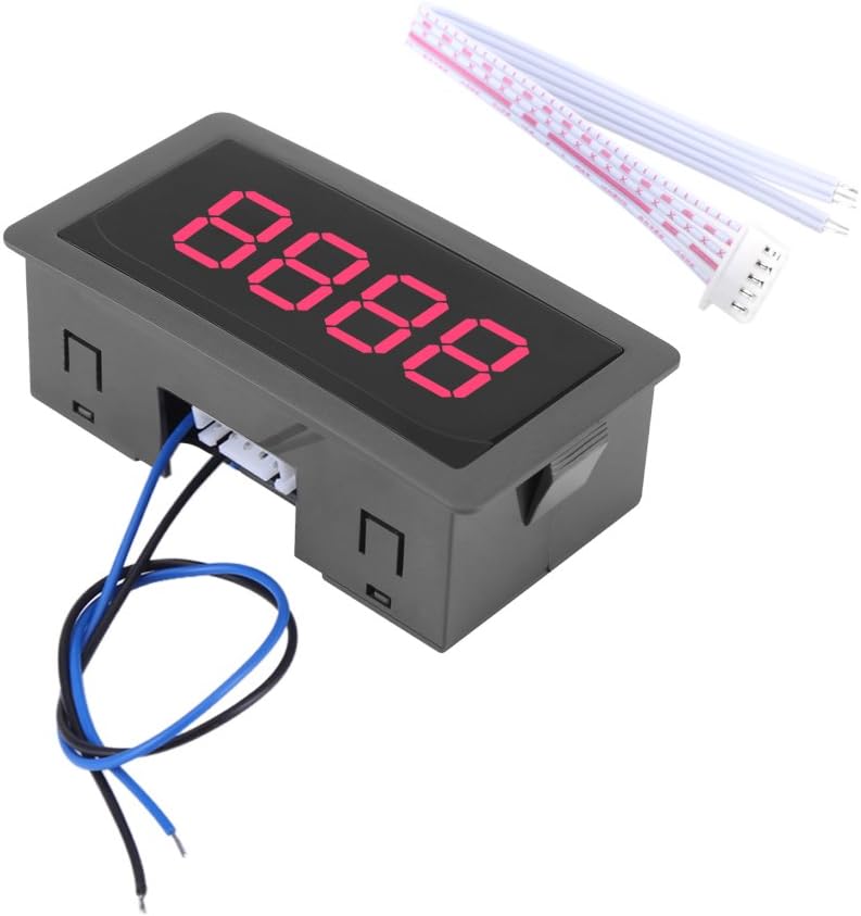 Auto Digital Counter Mini 4 Digit 0- Counter Up/Down Plus/Minus Panel Counter Meter with Cable(Red)