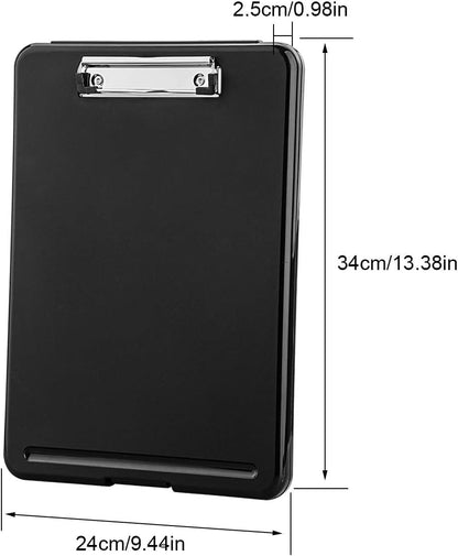 ZCZN Plastic A4 Form Storage Box Case, Clipboard Case, Bulk clipboard Set Suitable for School,Utility,Industrial Office, Medical Personnel,Black,6 Pack