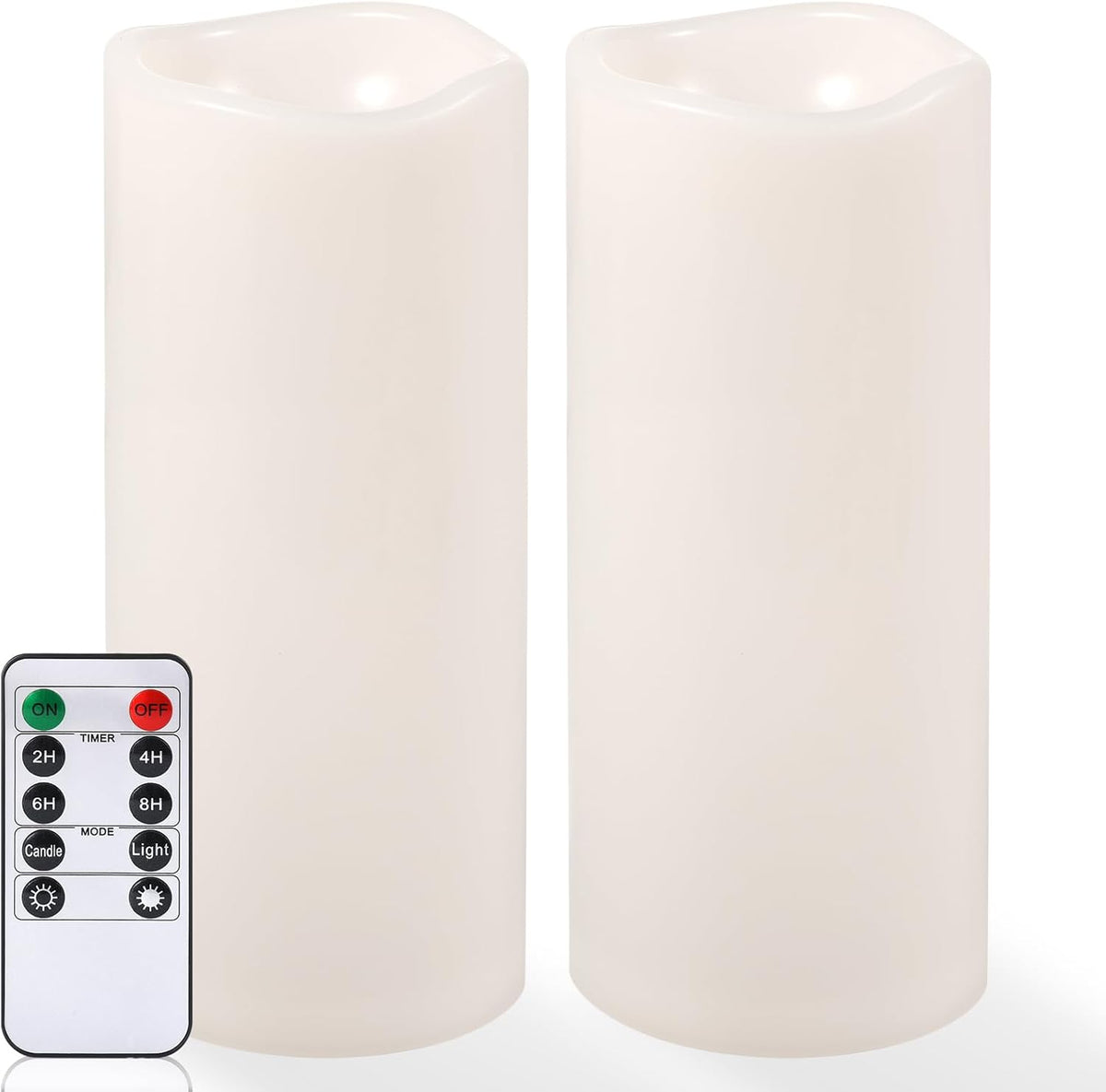 NURADA Large Outdoor Flameless Candles 10" x 4" - Waterproof LED Pillar Flickering Candle Battery Operated with Timer Remote Control for Patio Porch Lanterns Decor - Long Lasting Set of 2