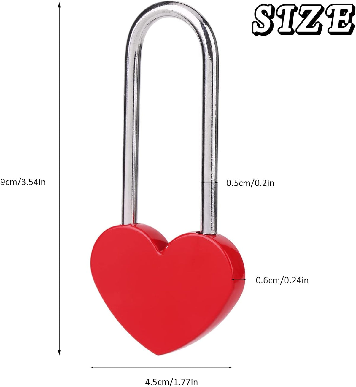 50PCS 3.5" 50mm Love Lock Heart Padlock,Red Single Heart Wish Lock for Lovers Wedding,Valentines,Anniversary,Travel(NO Key)