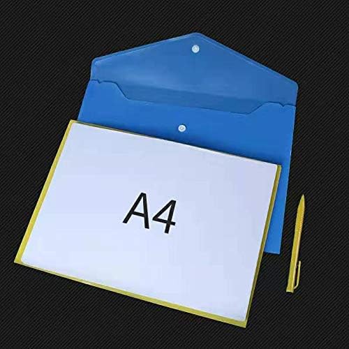 Poly Envelope 12 Pcs Document Envelopes with Snap Button Quality Clear Document Folder for A4 Size (Blue)