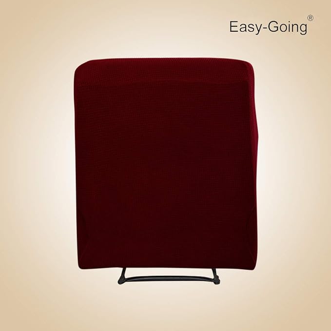 Easy-Going Recliner Stretch Sofa Slipcover Sofa Cover 4-Pieces Furniture Protector Couch Soft with Elastic Bottom Spandex Jacquard Fabric Small Checks(Recliner,Wine) Large