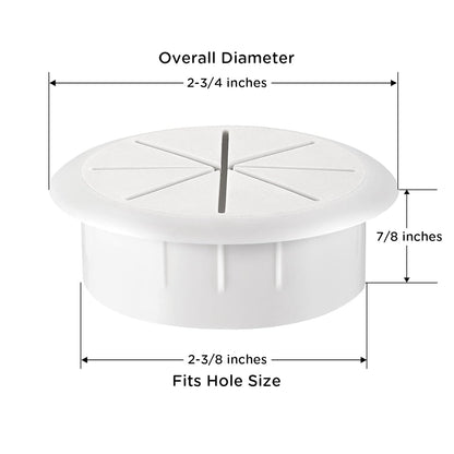 HYCC 5 Pack 2-3/8 Inch Flexible Desk Grommet,Organize Wires and Cables on Office Equipment, Computer Components, Entertainment Systems Effectively - Color: White