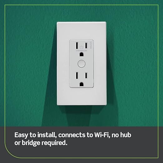 Leviton Decora Smart Outlet, Tamper-Resistant 15A, Wi-Fi 2nd Gen, Works with My Leviton, Alexa, Google Assistant, Apple Home/Siri & Wire-Free Companions for Switched Outlet, D215R-1RW, White