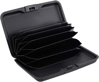 ELFISH Mini RFID Aluminum Wallet Credit Cards Holder Business Card Case Metal ID Case for Men Women (Black)