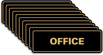 Signs ByLITA Standard Office Sign - Professional Business Signage - Easy to Install (Black/Gold) - Small 10 Pack