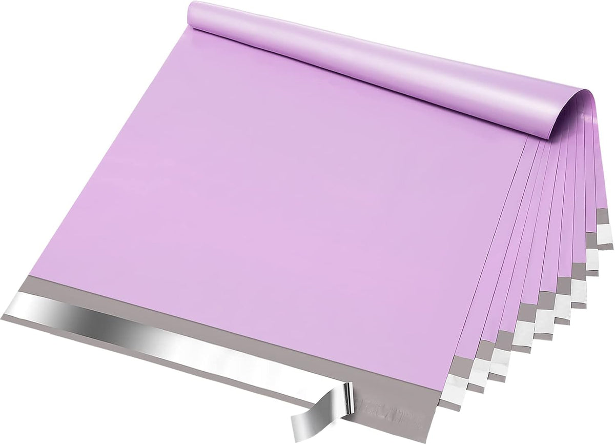 Fuxury Large Poly Mailers 24x24" 300 Pcs, Bulk Shipping Bags for Clothing, Strong Adhesive Shipping Envelopes for Small Business Suppliers,Waterproof Mailers Poly Bags Mailing Envelopes LightPurple