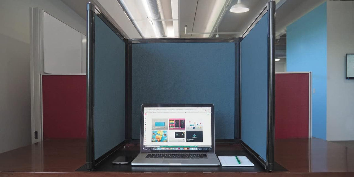 Versare Folding Tabletop Display | 3-Panel Partition | Lightweight Portable Workspace Divider | Latte 99" x 24"