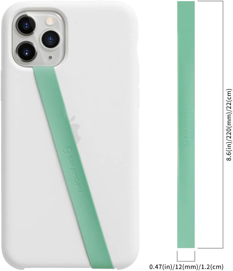 Sinjimoru Stretchable Silicone Phone Strap, Flexible and Elastic Grip Holder for iPhone & Android, Secure Phone Loops Finger Grip with Wireless Charging Support Sinji Loop Mint