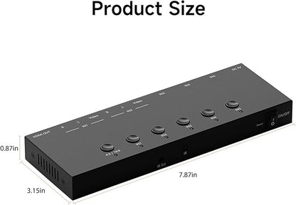 5 in to 1 Out RCA/HDMI Switcher，3 Way HDMI 2.0 + 2 RCA to HDMI Converter