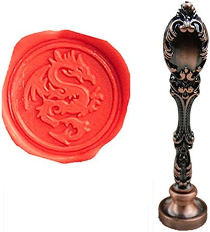 MNYR Luxury Dragon Sealing Wax Seal Stamp Vintage Custom Picture Logo Monogram Wedding Invitations Wax Sealing Stamp Red Brass Metal Peacock Handle Set