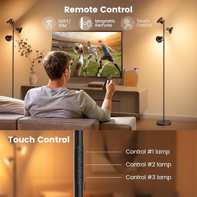 SIBRILLE 36W LED Tree Floor Lamp, Modern Dimmable Standing Lamp