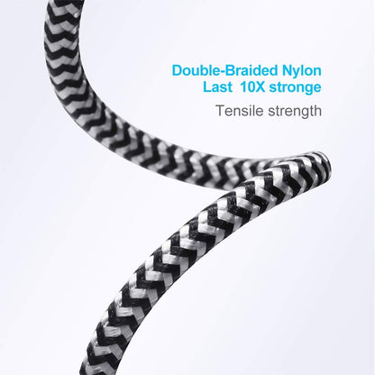 10 FT iPhone Charger Cable 3Pack [Apple MFi Certified] Long Durable Nylon Braided USB Lightning Fast Charging Cord Compatible with iPhone 14/13/12/11/X/XS/XR/SE/8/7/6/5/iPad Pro/Mini/Air(Black)