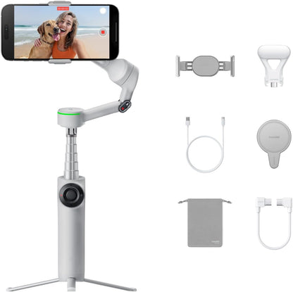 Insta360 Flow 2 Pro Creator Bundle Grey - Foldable AI Phone Gimbal, Apple DockKit, 360º Pan Tracking, Free Tilt Mode, Built-in Tripod/Selfie Stick, Portable Vlog/Travel Stabilizer, Spotlight, MagSafe