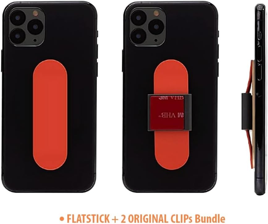 Momostick Flatstick, Cell Phone Finger Grip Strap Holder for Hand, Cell Phone Stand, New Slim Finger Loop Selfie Grip Compatible with Most Smartphones
