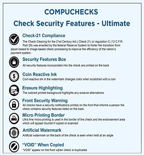 Compuchecks 2500 Blank Check On Bottom Stock Paper Compatible with QuickBooks And Versa Check (Blue/Green Prismatic) Print Easy Your Secure Computer Laser Checks For Business Payroll Or Personal Use