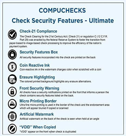 Compuchecks 2500 Blank Check On Bottom Stock Paper Compatible with QuickBooks And Versa Check (Blue/Green Prismatic) Print Easy Your Secure Computer Laser Checks For Business Payroll Or Personal Use