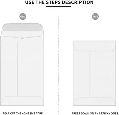 500 PCS #5 Coin Envelopes, 3.125 x 5.5 inches White Kraft Envelopes Classic Small Parts Envelopes with Self Adhesive Gummed Flap for Coins, Cash, Credit Cards, Seeds