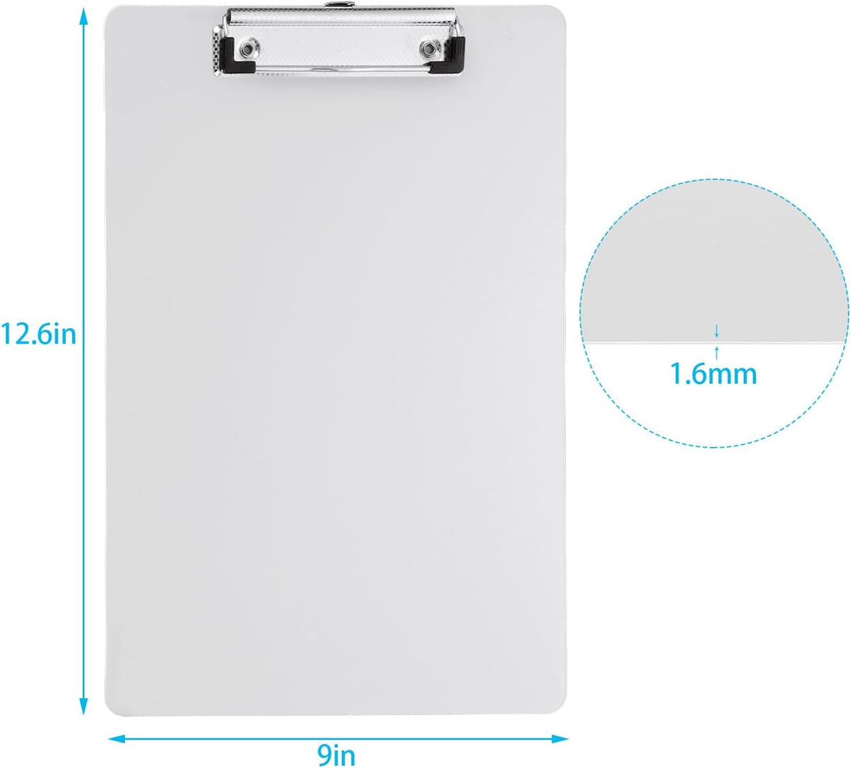 Plastic Clipboards Set of 12, 12.5" x 9" Clear Clipboard, Standard A4 Size Plastic Clipboard, with Low Profile Clip, Office Clipboards for Business, Office, School & Home Supply