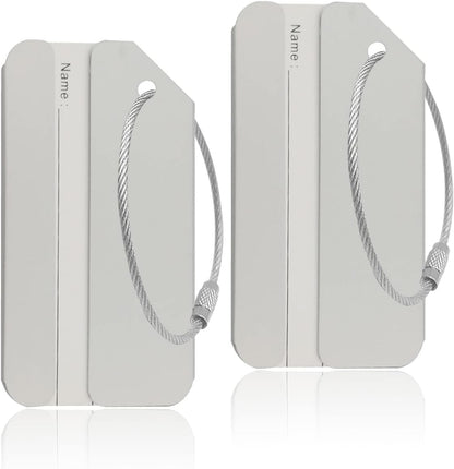 Aluminum Luggage Tags, Luggage Tag Holders for Travel Luggage Baggage Identifier by Ovener (2Pack Silver)