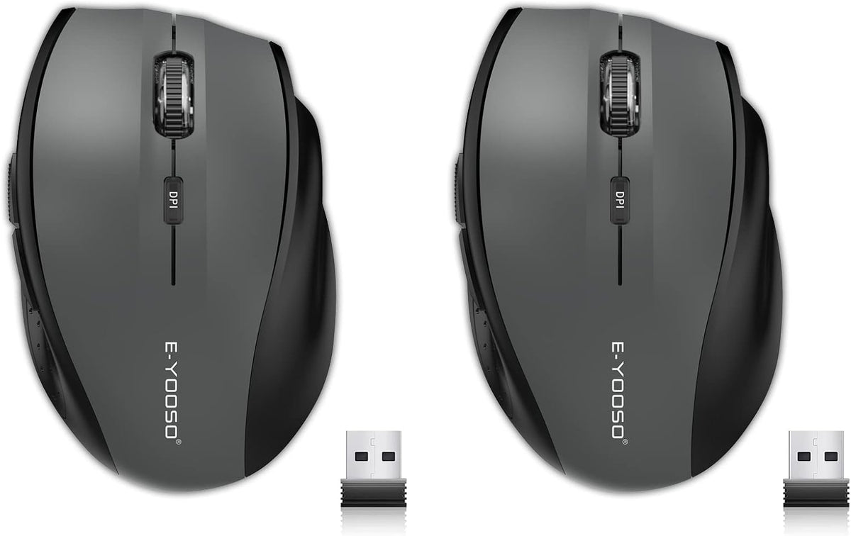 E-YOOSO Wireless Mouse for Laptop, Portable Optical Computer Mouse, 6 Buttons, Cordless 2.4GHz with USB Receiver, 5-Level 4800 DPI, 18 Months Battery Life for PC Chromebook Windows Mac