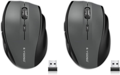 E-YOOSO Wireless Mouse for Laptop, Portable Optical Computer Mouse, 6 Buttons, Cordless 2.4GHz with USB Receiver, 5-Level 4800 DPI, 18 Months Battery Life for PC Chromebook Windows Mac