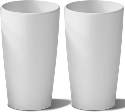 SnugNiture Set of 2 Round Tall Planters 22 Inch, Large Planter for Indoor Outdoor Plants, Modern Flower Pot Containers Large Decorative Tree Planter, White